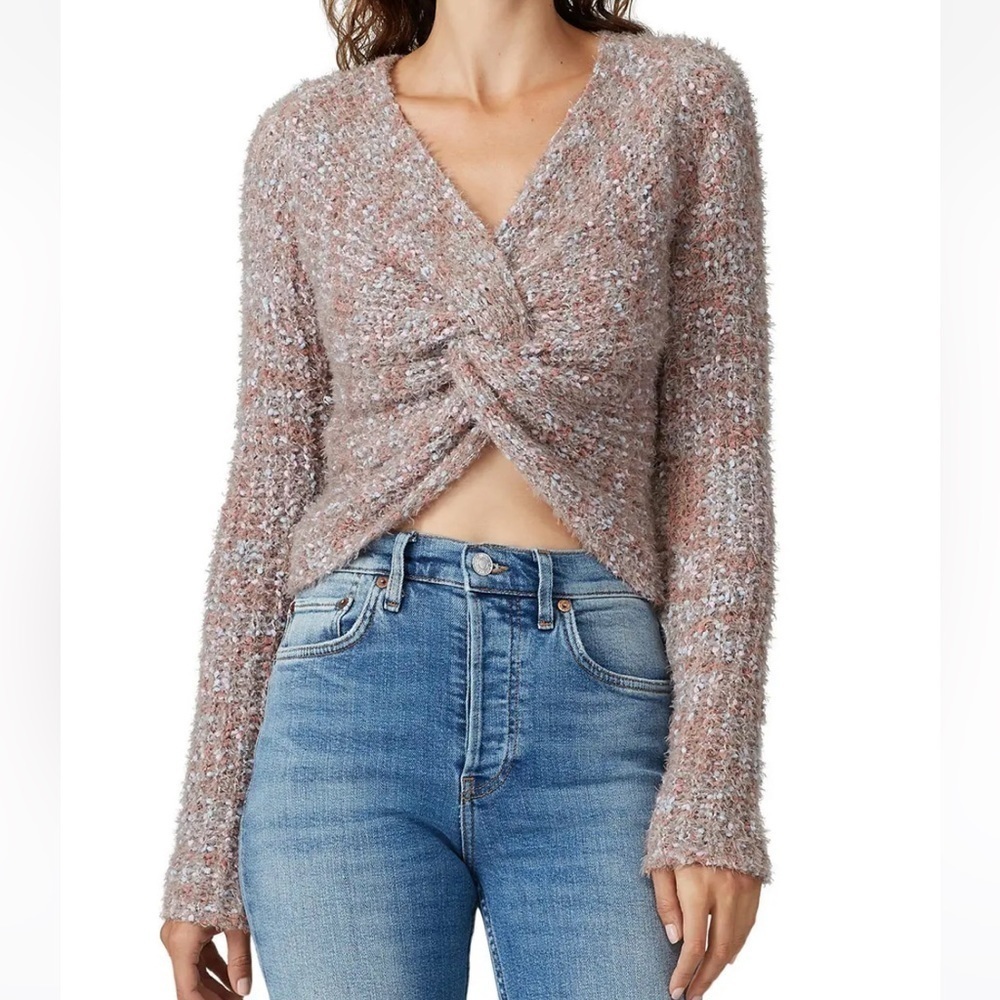 Louna Pink Knit Multi Twist Front Crop Sweater Size XL
